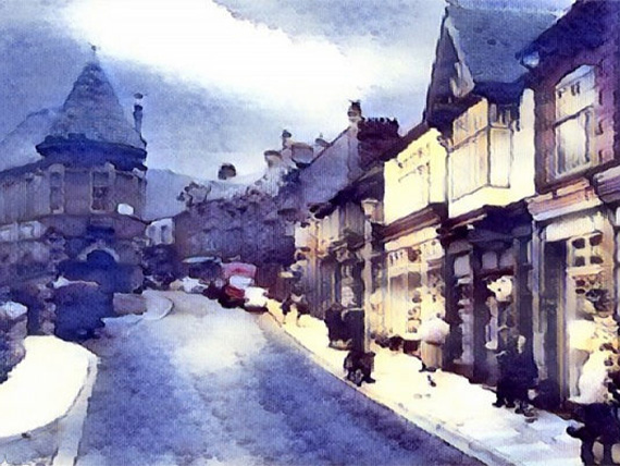 A picture an artist has drawn of Llanfairfechan